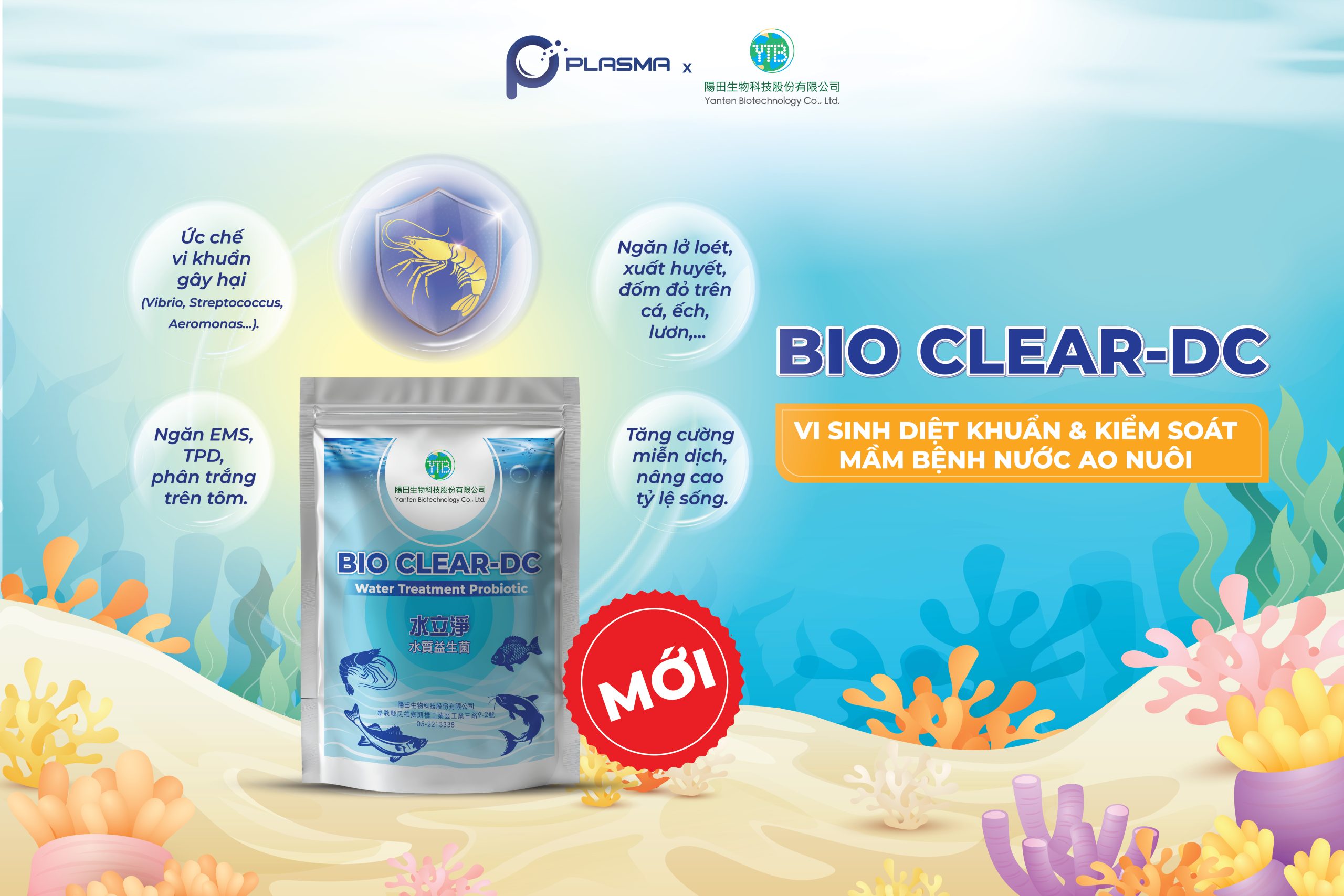 BIO CLEAR-DC YANTEN - Vi Sinh Diệt Khuẩn và Kiểm Soát Mầm Bệnh Nước Ao Nuôi