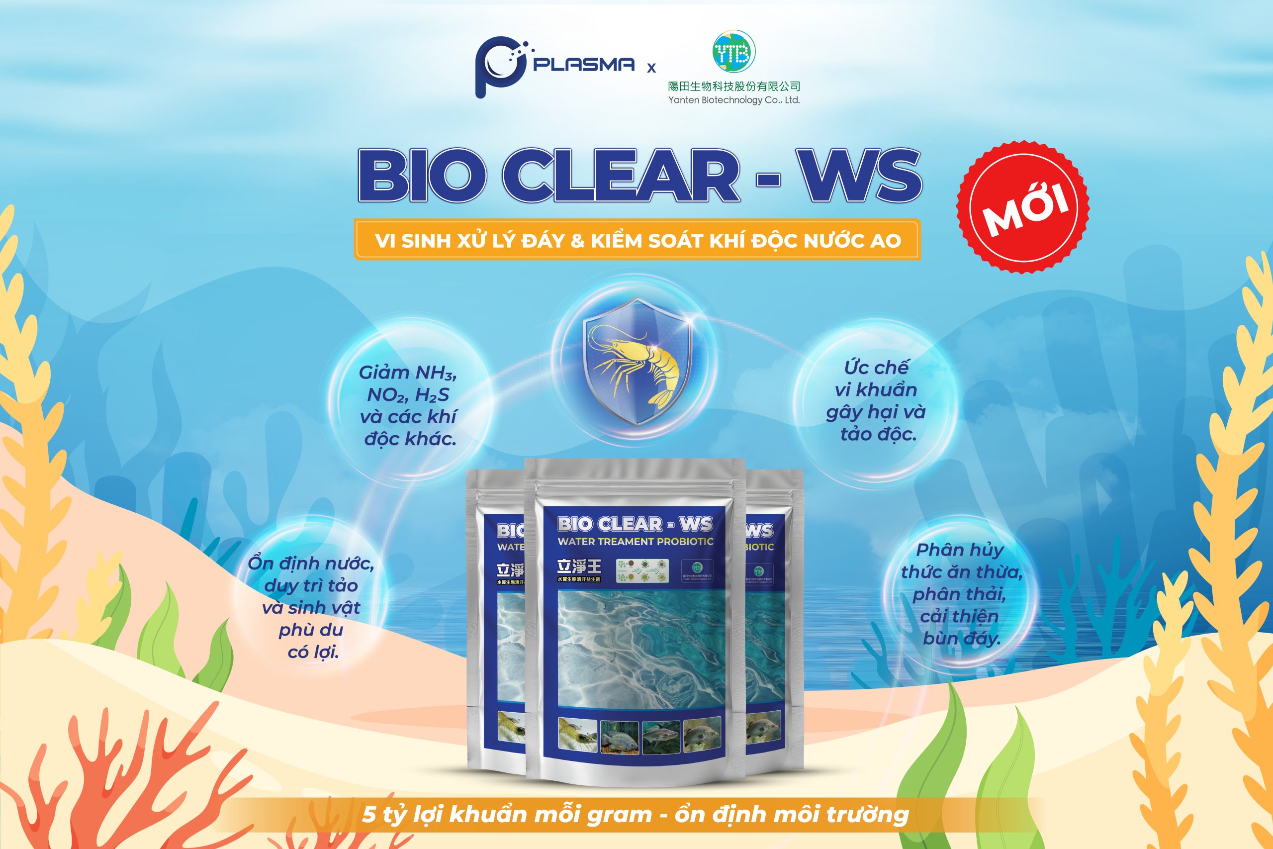 Bio Clear - WS - Giải pháp vi sinh xử lý đáy và khí độc ao nuôi đến từ Đài Loan.