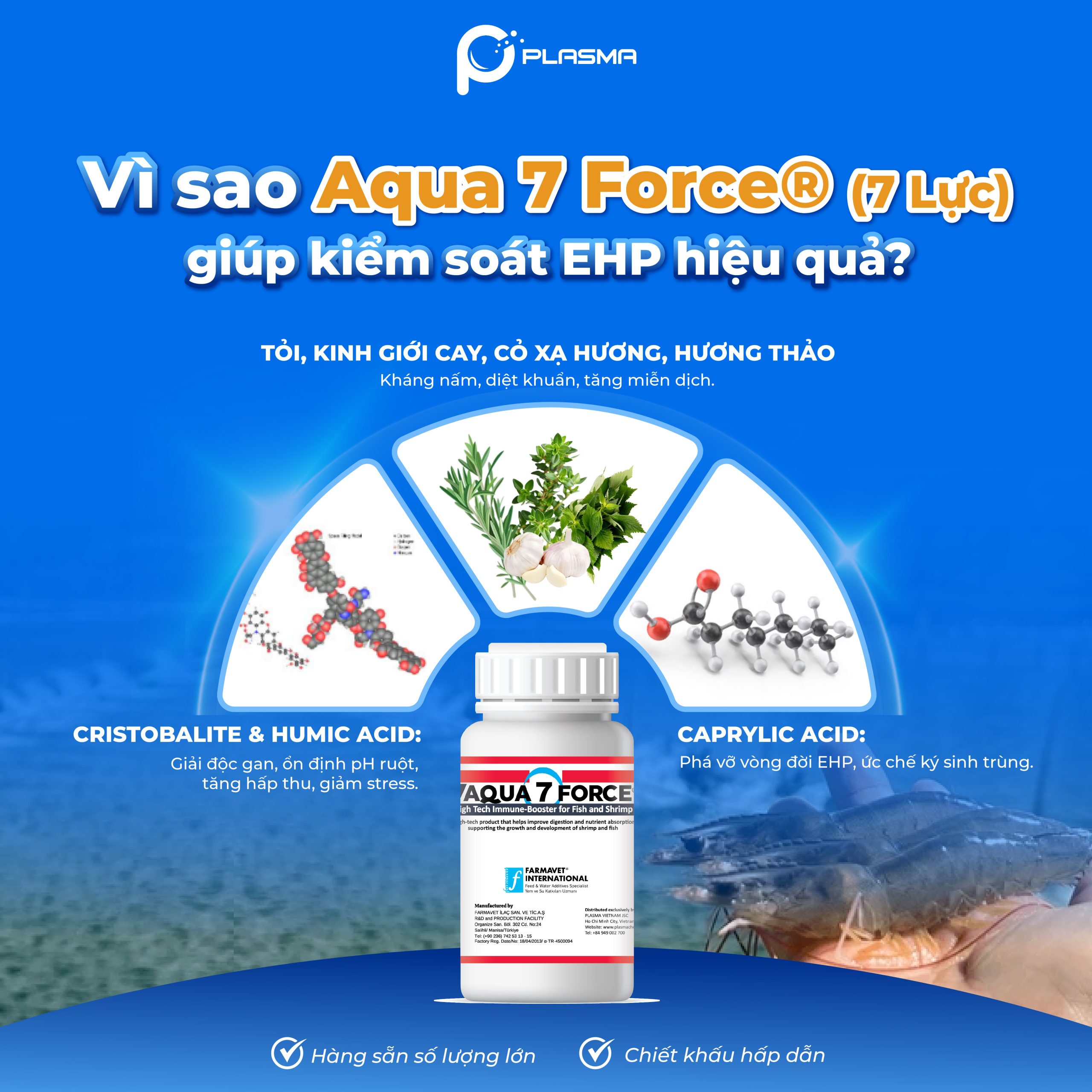 Aqua 7 Force - Giải pháp hỗ trợ kiểm soát và phòng ngừa EHP cho tôm ngay từ đầu vụ.