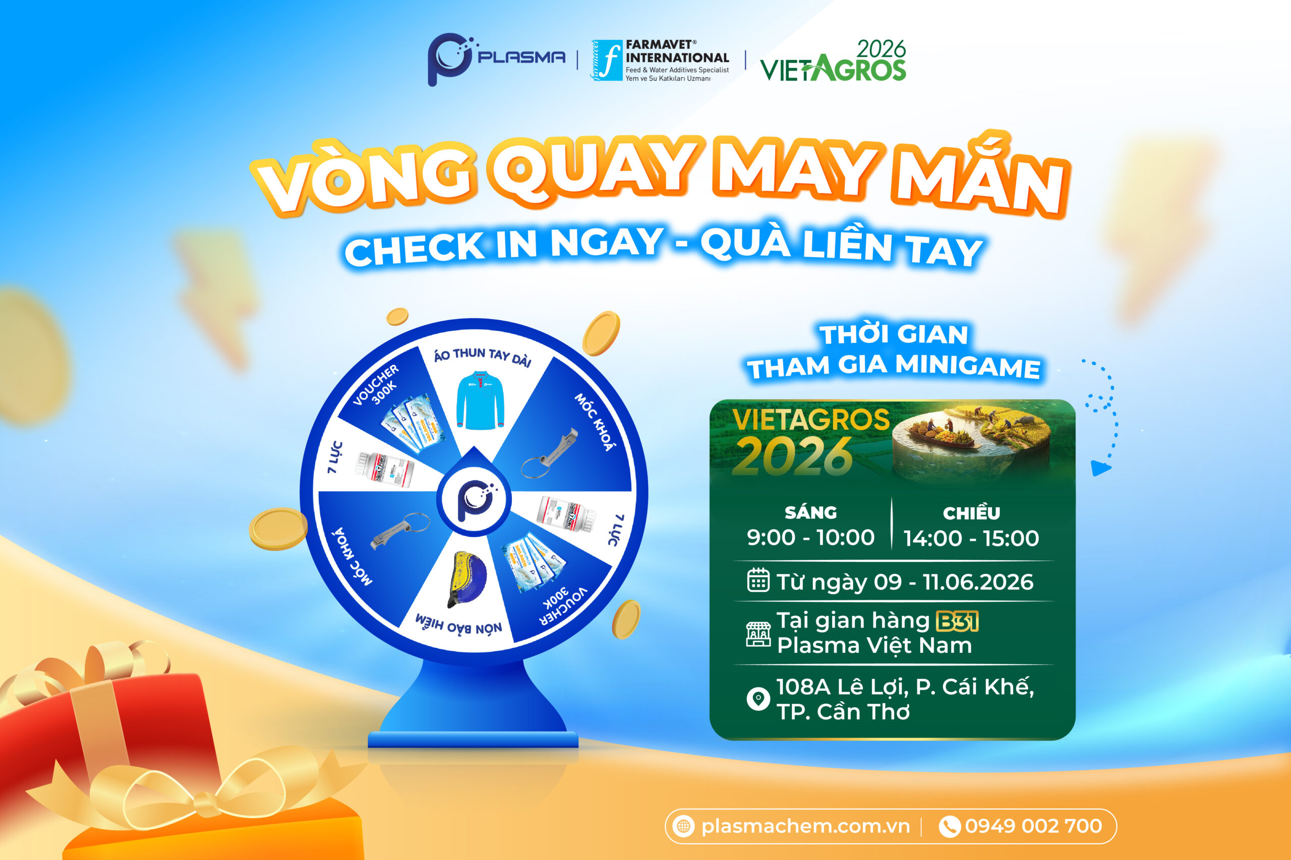Vòng quay may mắn Plasma tại Hội chợ VietAgros 2026.