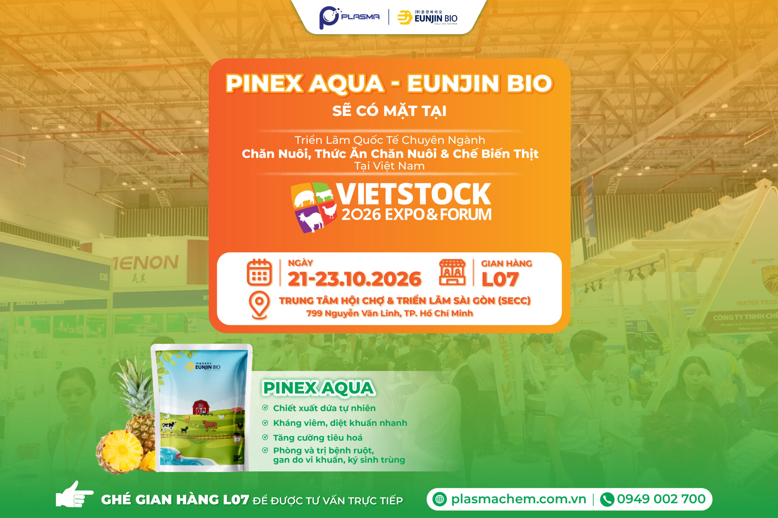 Plasma Việt Nam sẽ đồng hành cùng Eunjin Bio Hàn Quốc tham gia gian hàng Vietstock 2026.